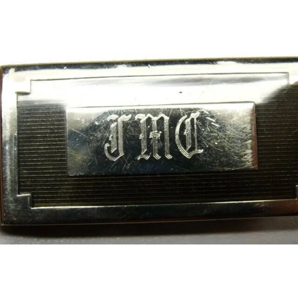 Money Clip Stainless Steel Credit Card Cash ID Holder Silver Tone JMC Initials